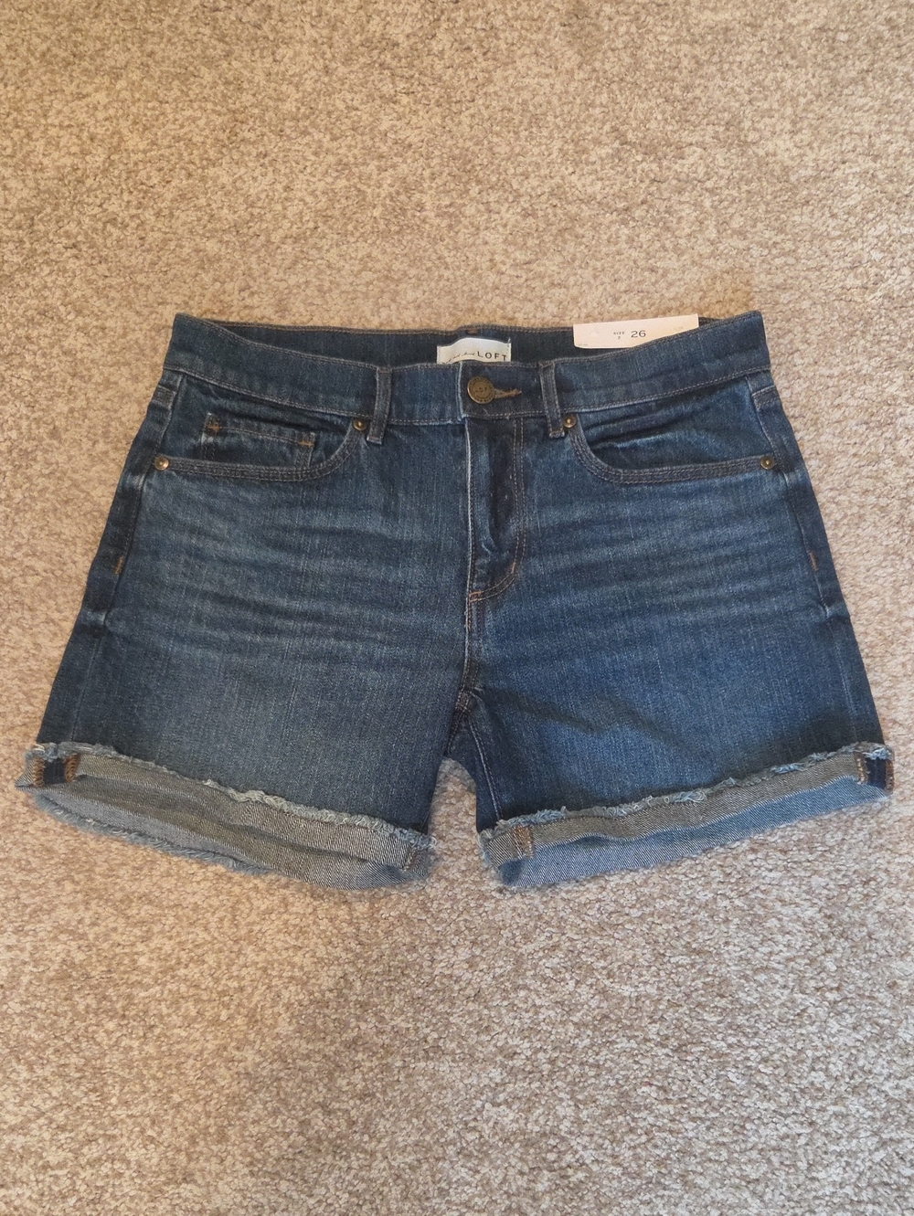 LOFT Indigo Roll-Cuff Denim Shorts